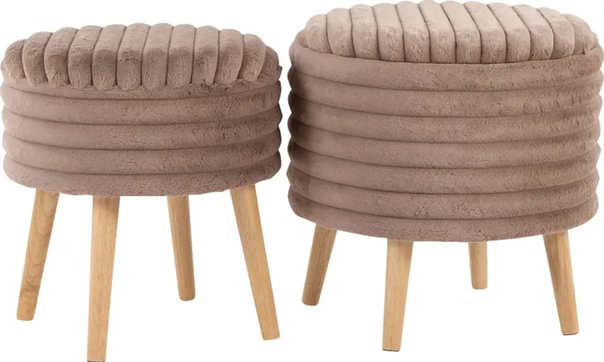 Talana Brown Ottoman, Set of 2