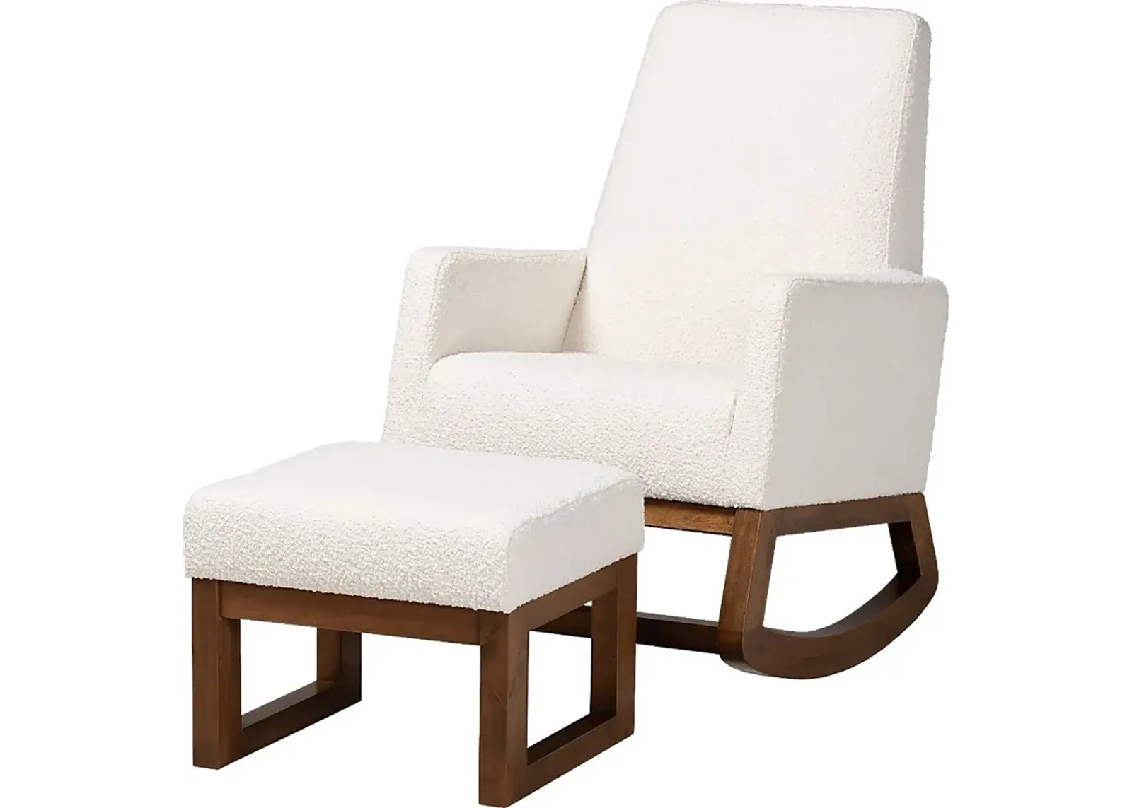 Amebco Off-White Rocking Chair with Ottoman