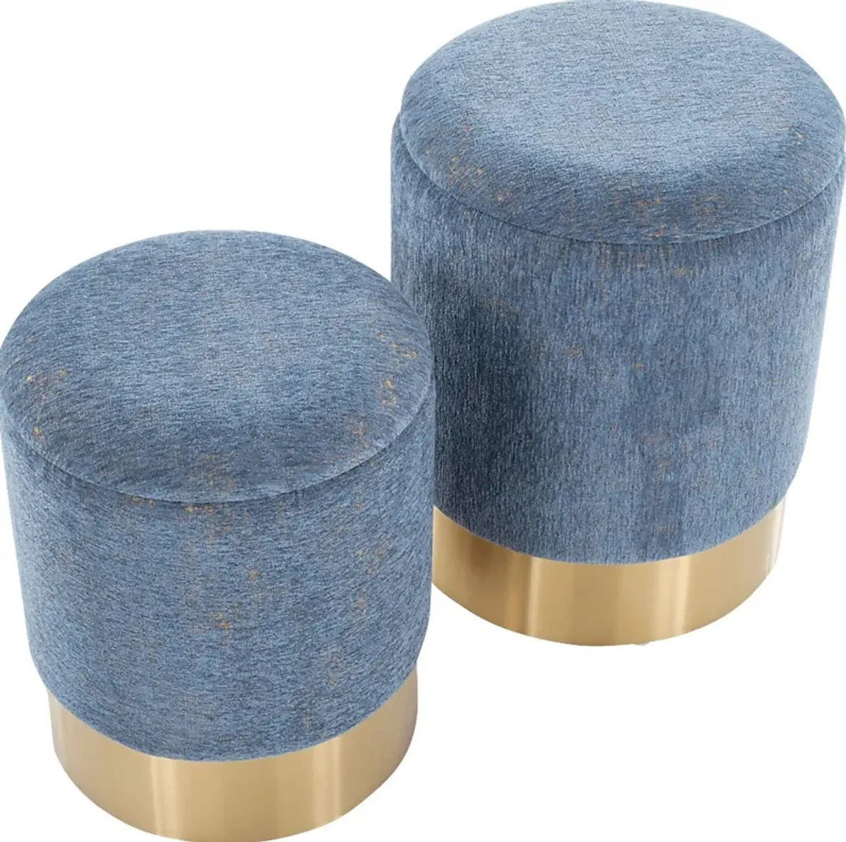 Pearlie Blue Ottoman, Set of 2