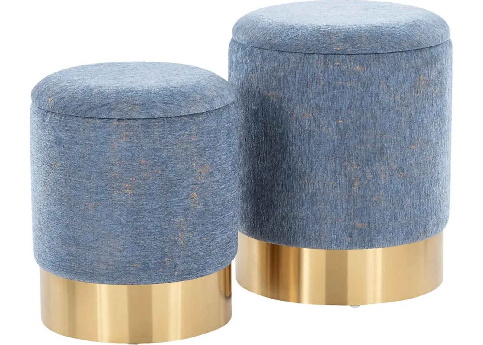 Pearlie Blue Ottoman, Set of 2