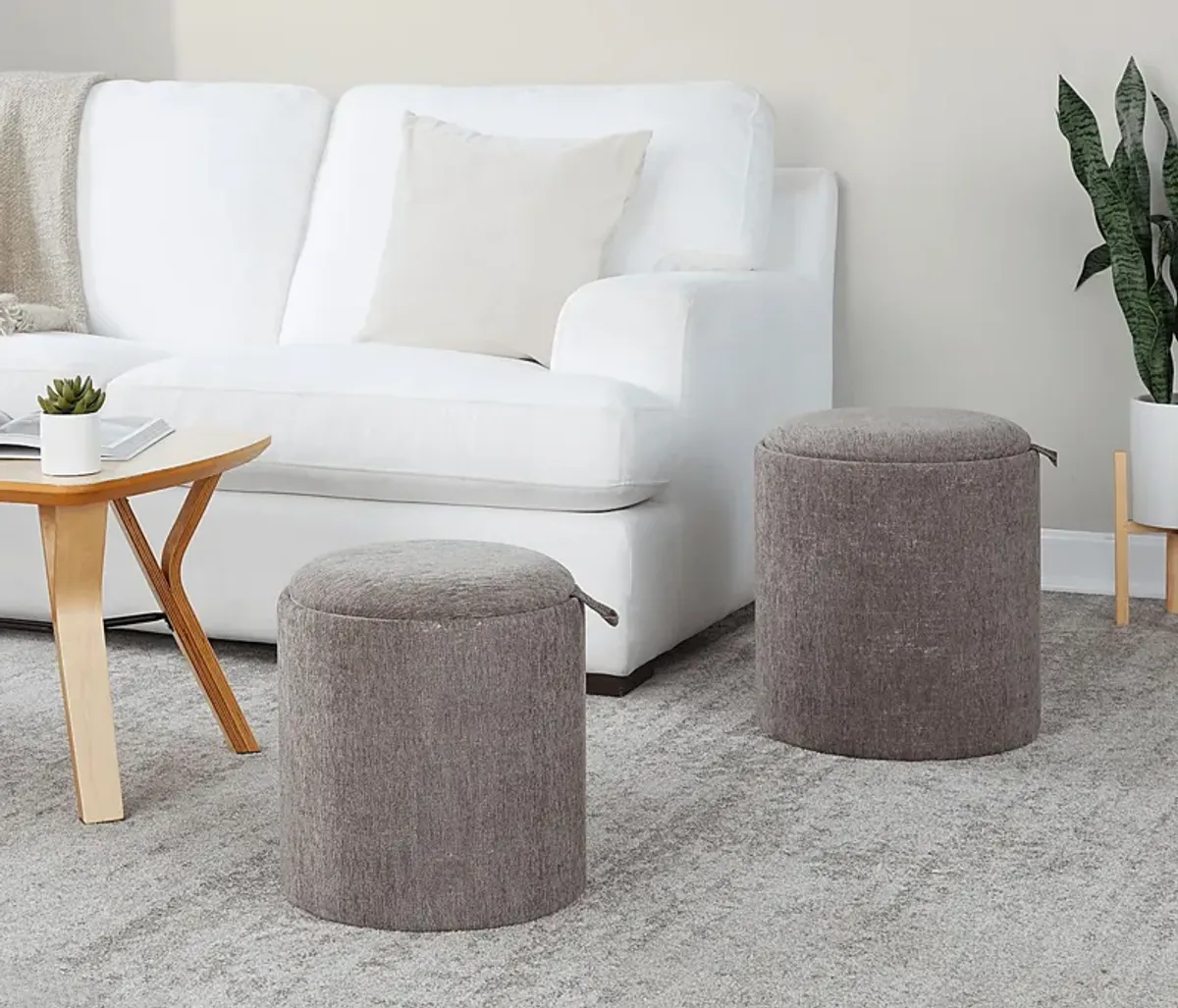 Traymore Brown Ottoman, Set of 2