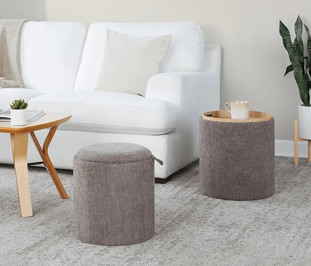 Traymore Brown Ottoman, Set of 2