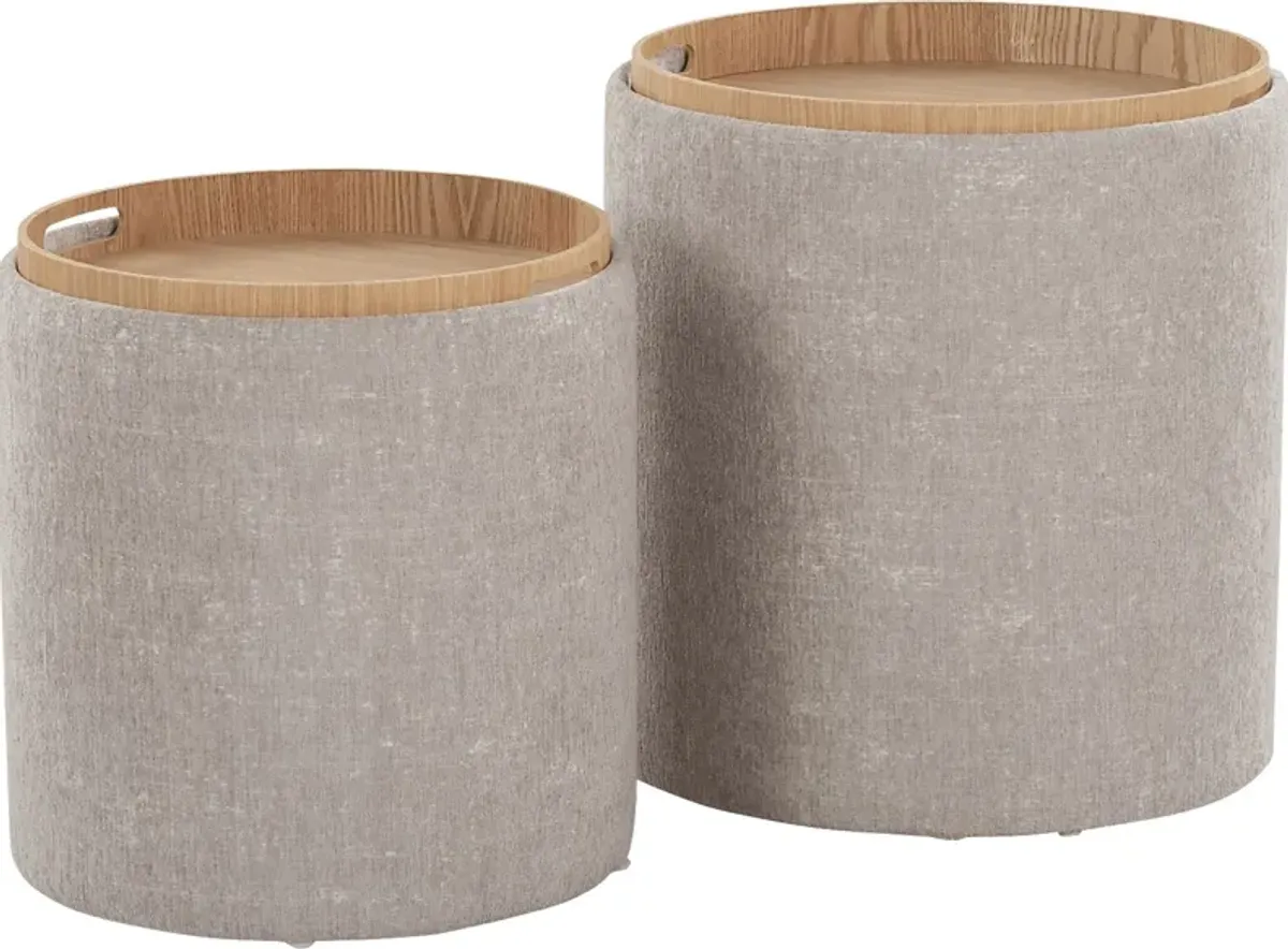 Traymore Light Brown Ottoman, Set of 2