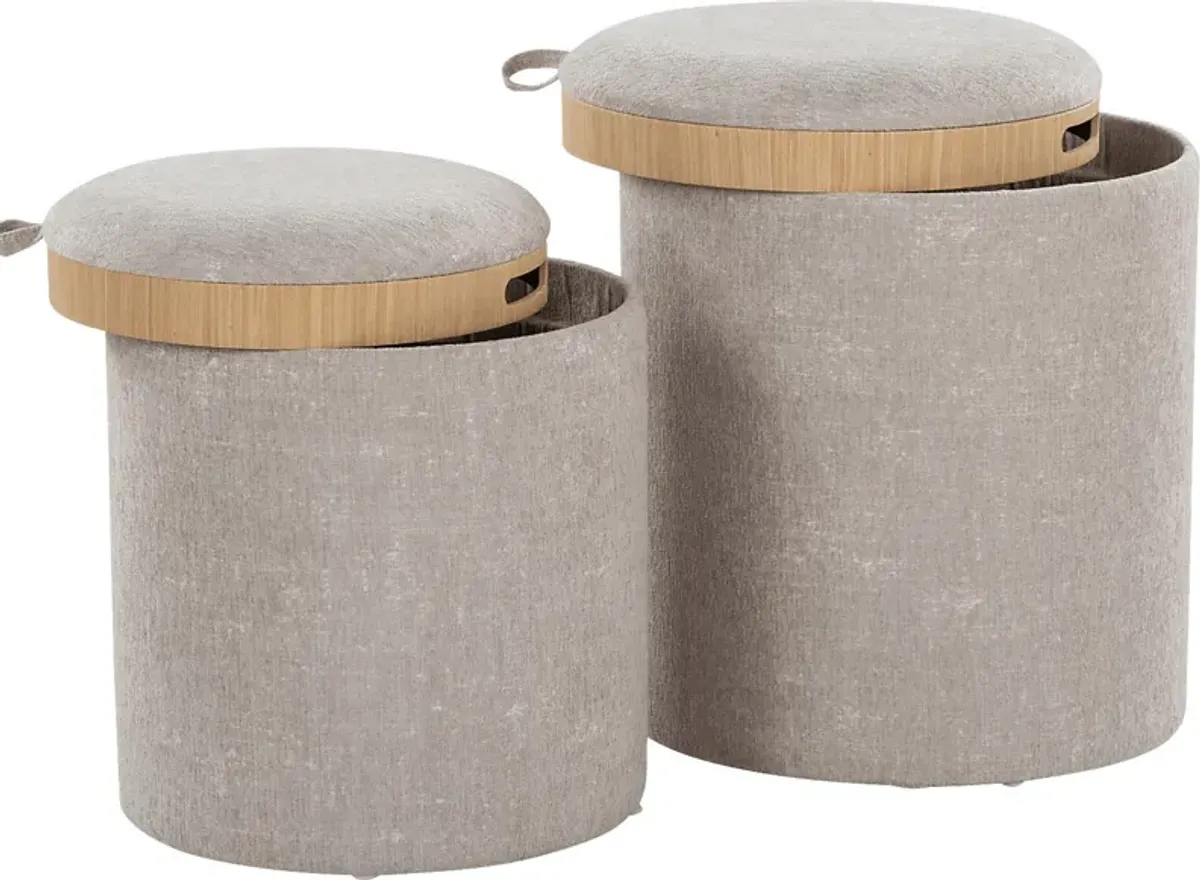 Traymore Light Brown Ottoman, Set of 2