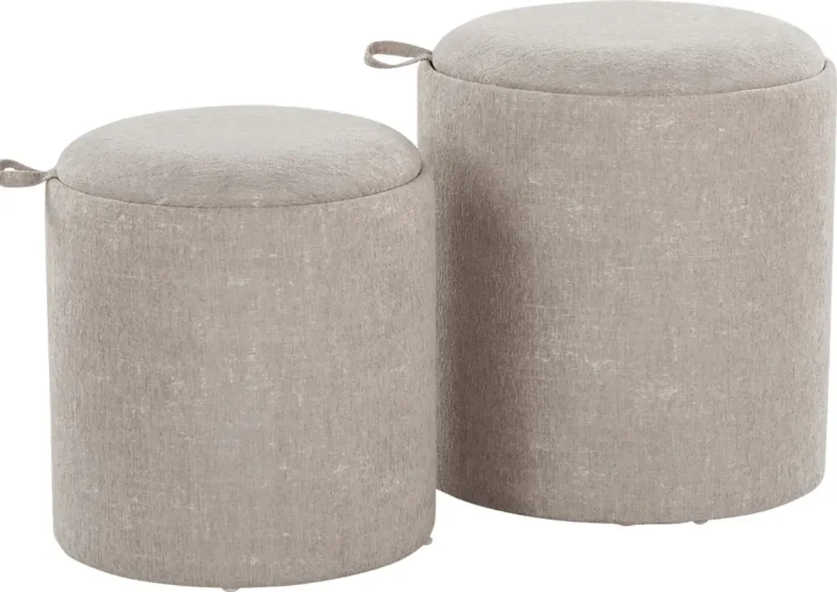 Traymore Light Brown Ottoman, Set of 2