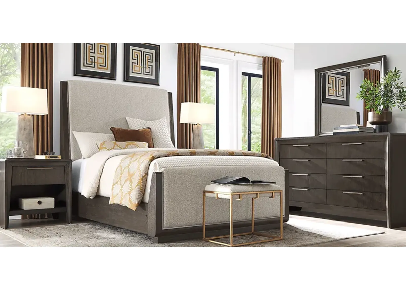 Fairfax Gray 7 Pc King Upholstered Bedroom