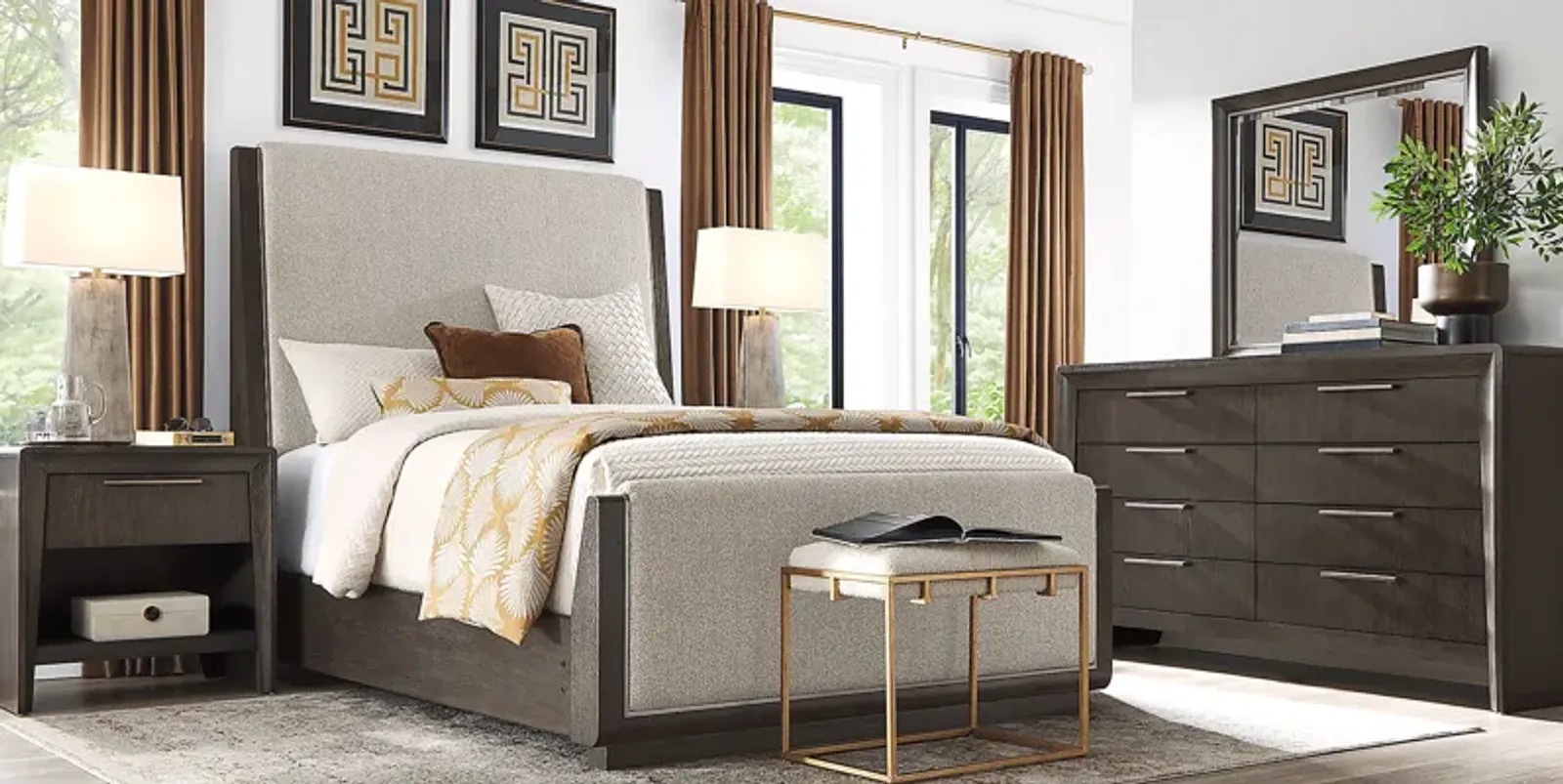 Fairfax Gray 7 Pc King Upholstered Bedroom