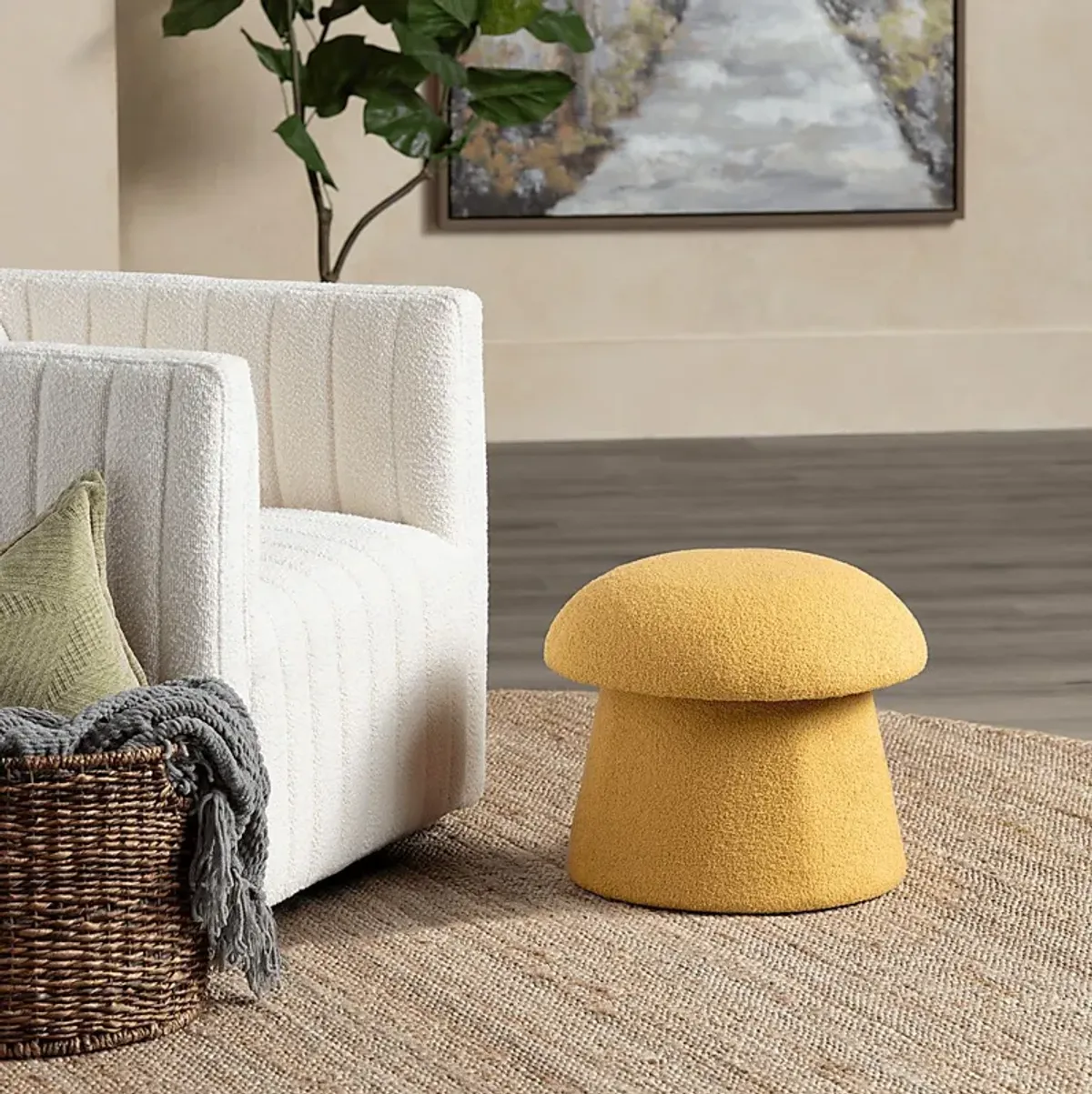 Abanto Yellow Storage Ottoman