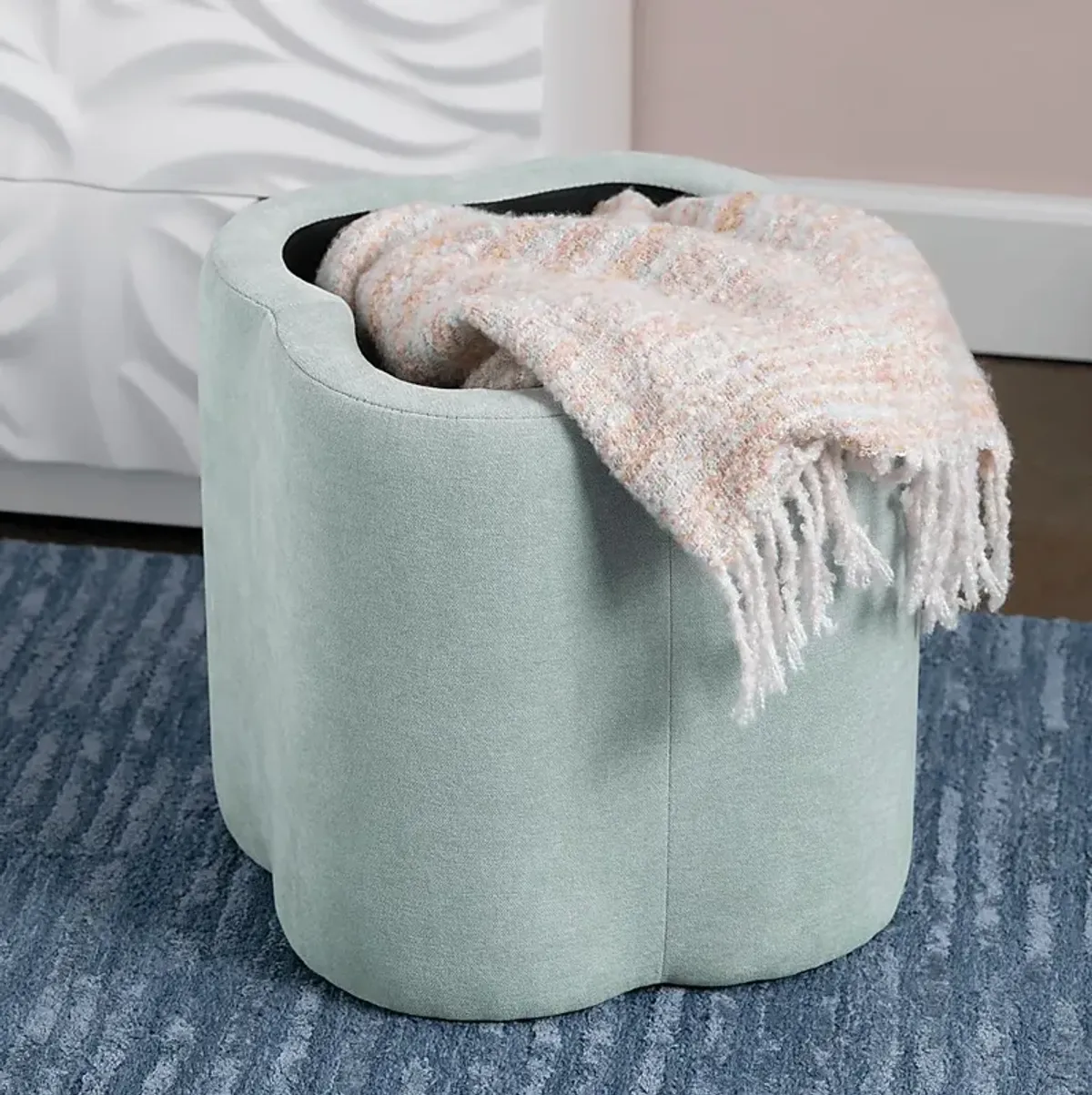 Atadero Seafoam Green Storage Ottoman