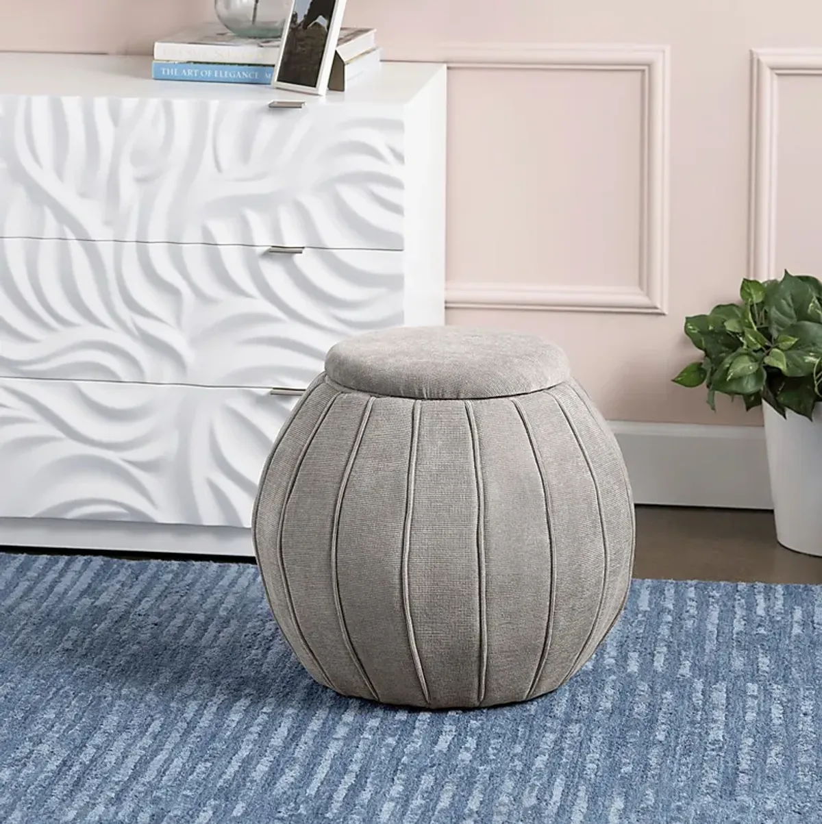 Baccharis Taupe Storage Ottoman