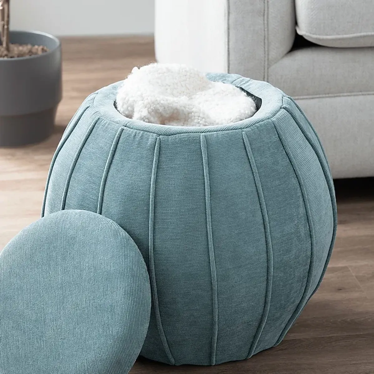 Baccharis Blue Storage Ottoman