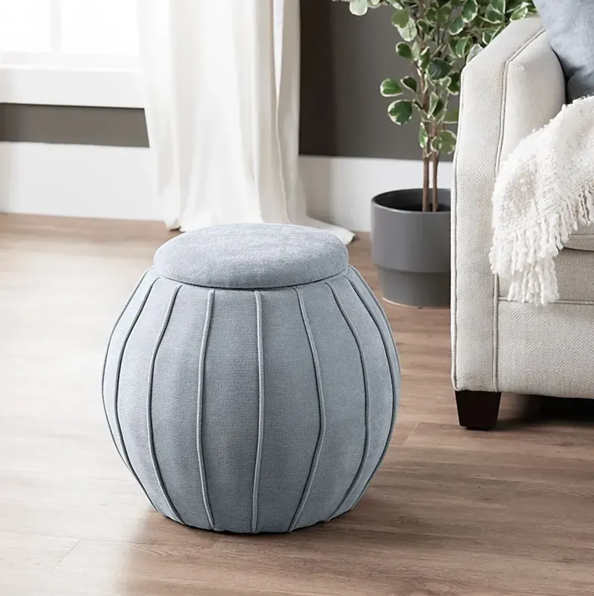 Baccharis Blue/Gray Storage Ottoman