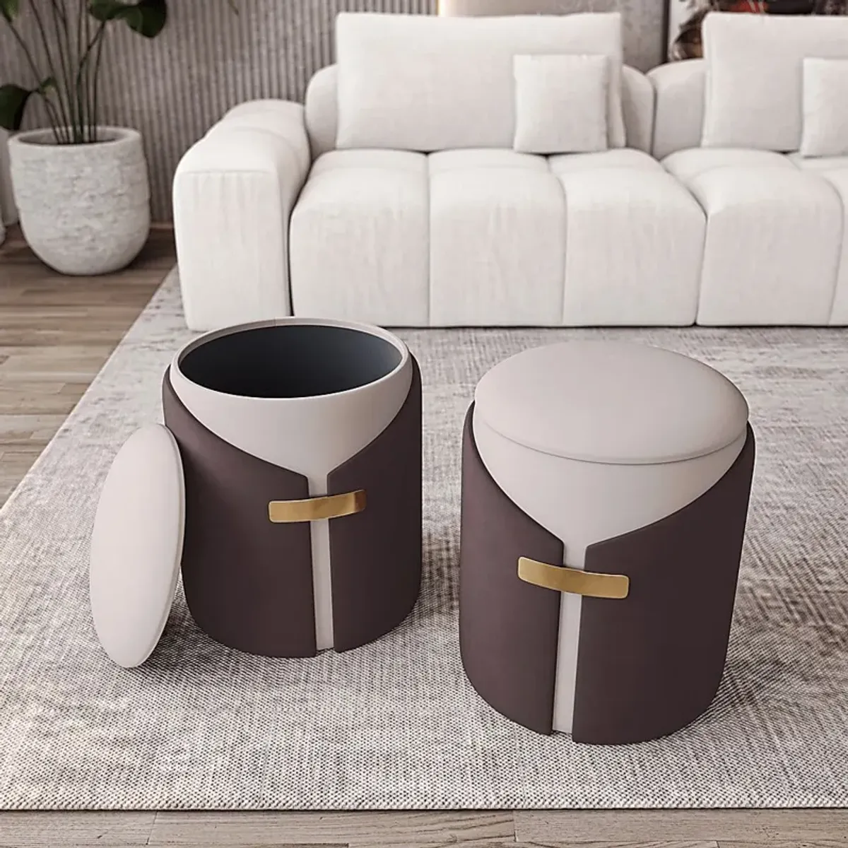 Mavri Brown Storage Ottoman