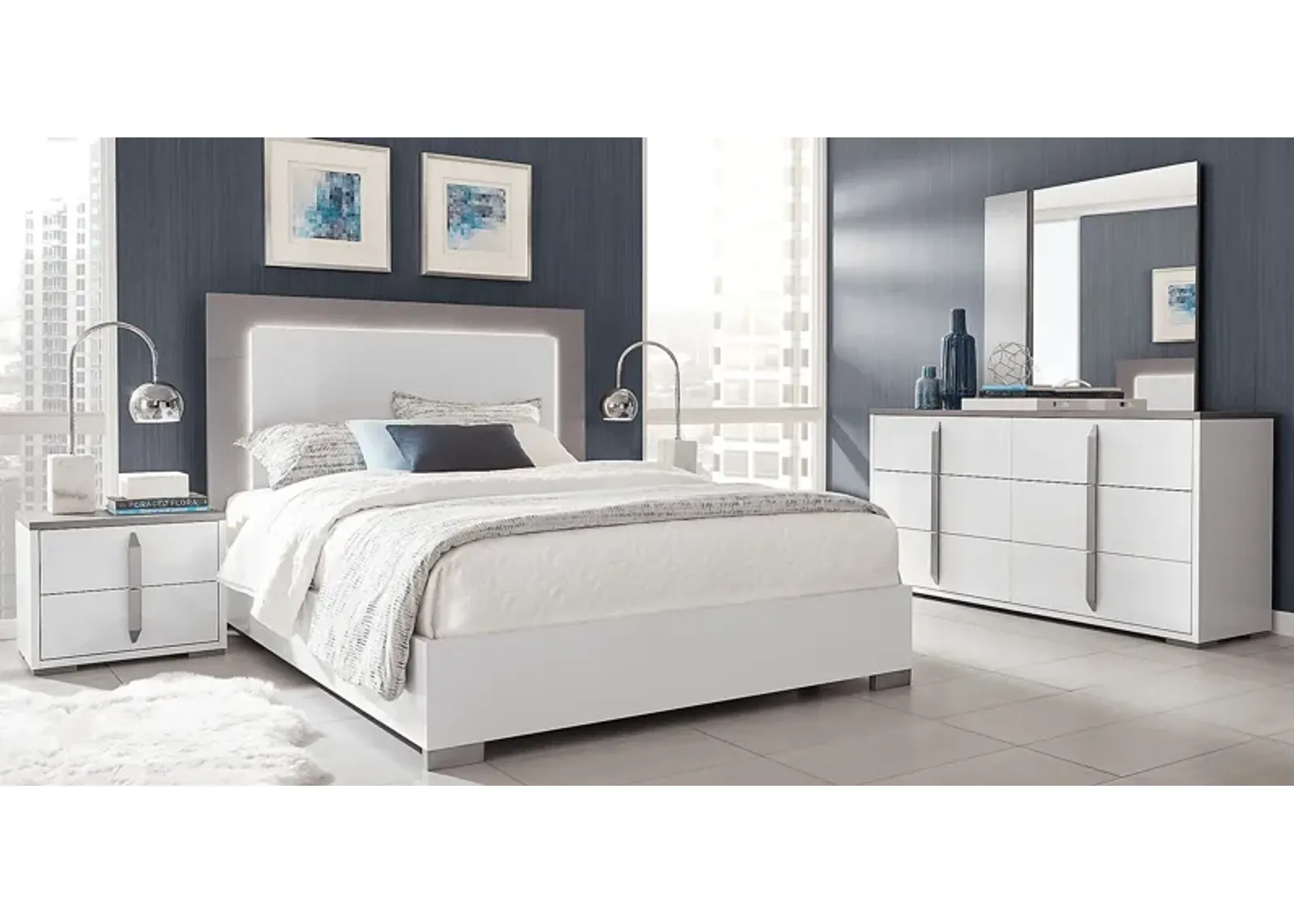 Park Slope White 5 Pc King Panel Bedroom