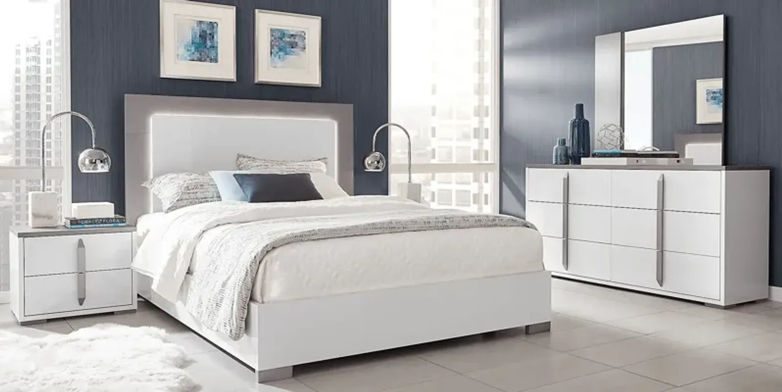 Park Slope White 5 Pc King Panel Bedroom