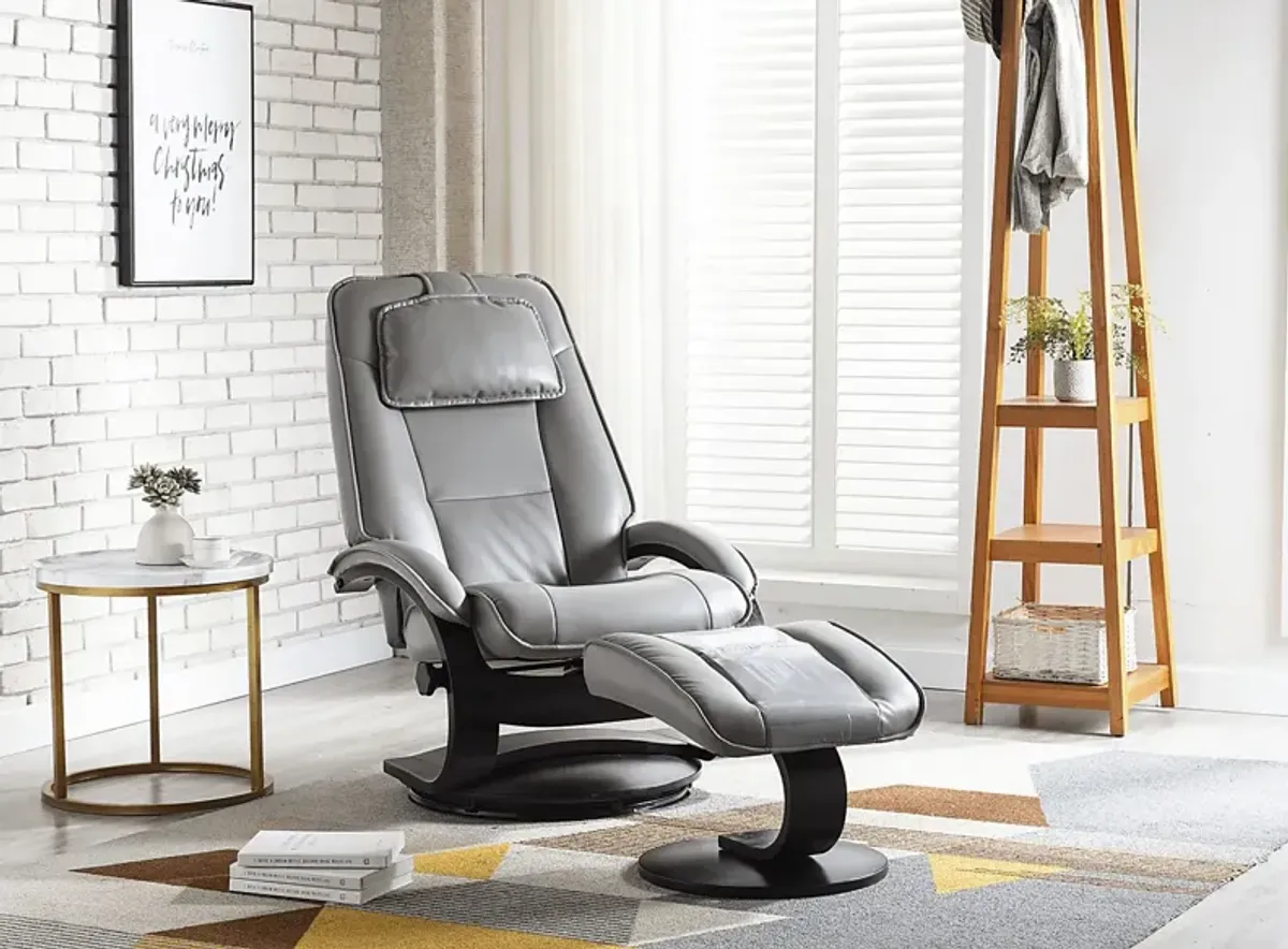 Klahowya Light Gray Recliner and Ottoman