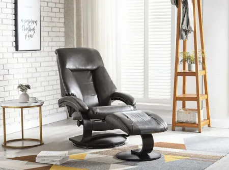 Roband Black Recliner and Ottoman