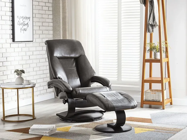 Roband Black Recliner and Ottoman