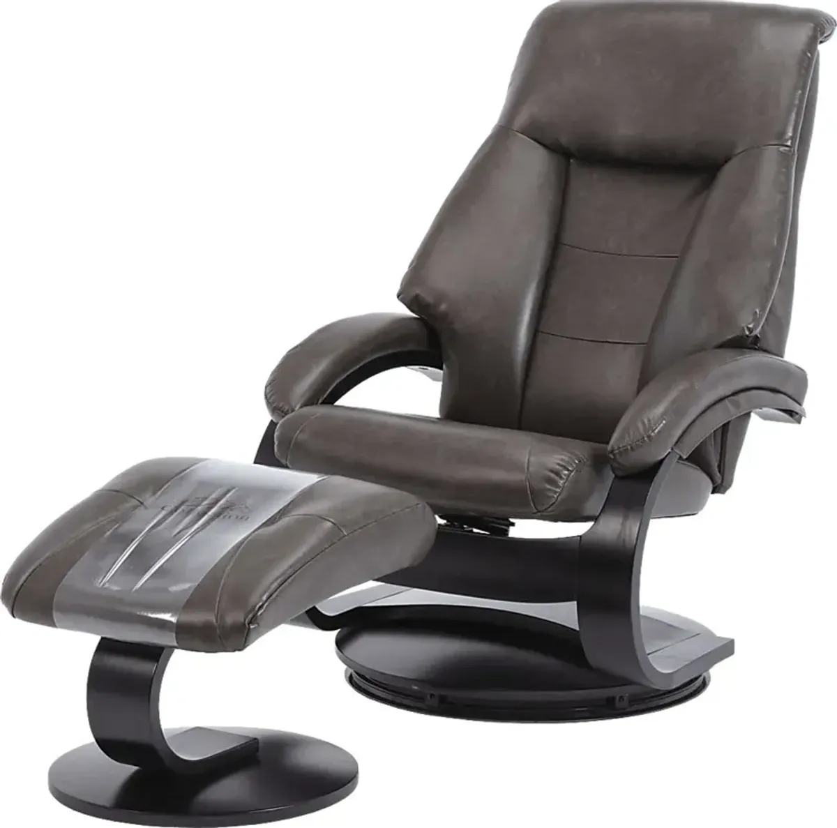 Roband Black Recliner and Ottoman