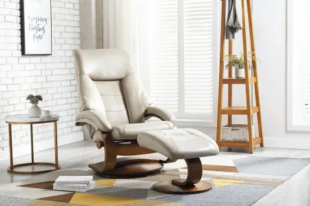 Roband Beige Recliner and Ottoman
