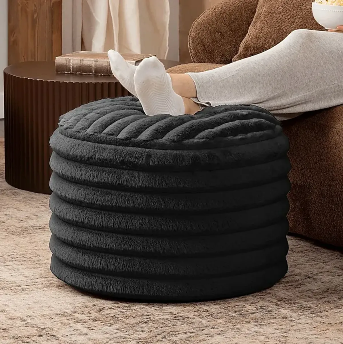 Blossi Black Pouf