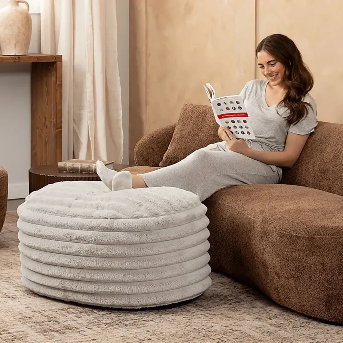 Blossi Gray Large Pouf