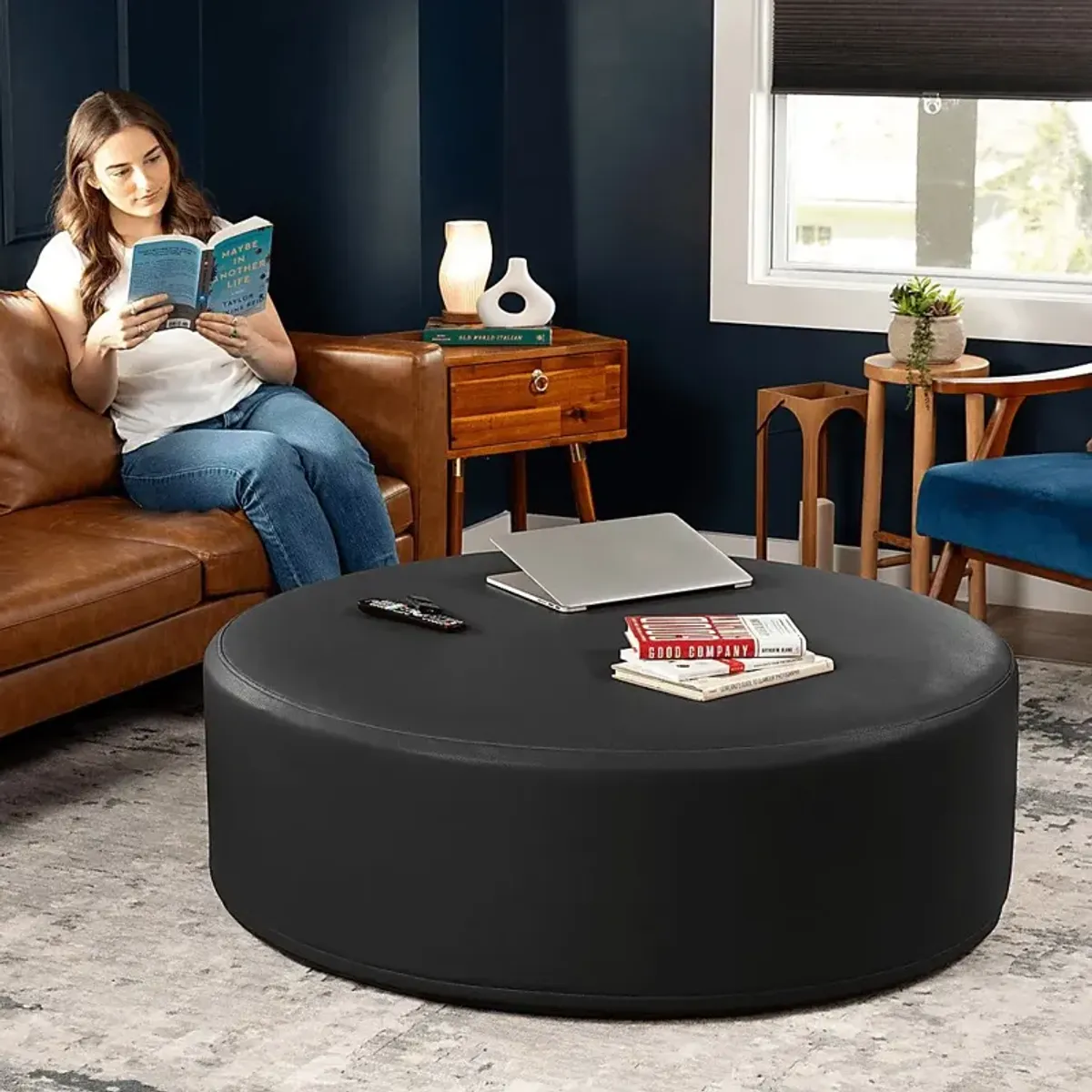 Bevina I Black Large Ottoman