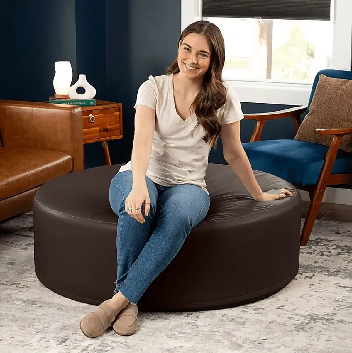 Bevina I Walnut Large Ottoman