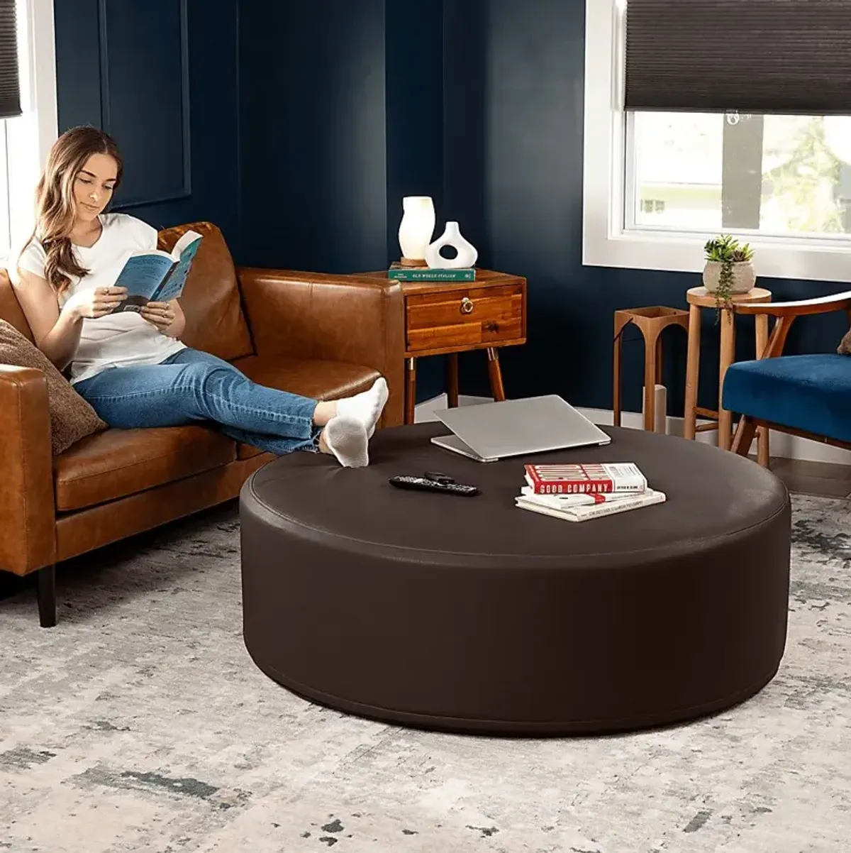 Bevina I Walnut Large Ottoman