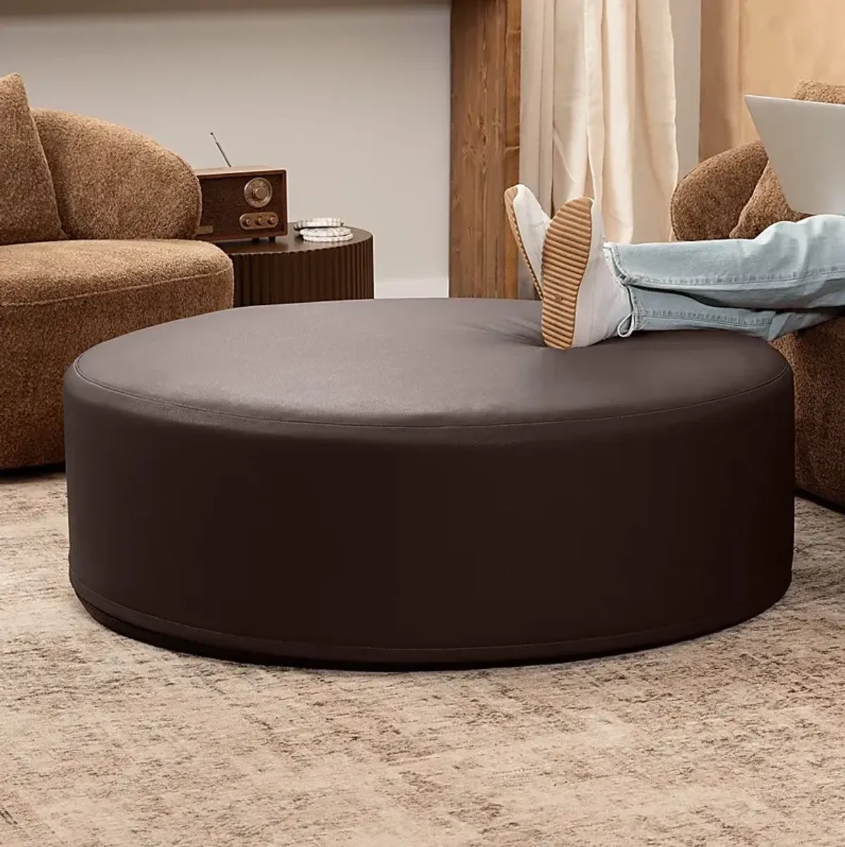 Bevina I Walnut Large Ottoman