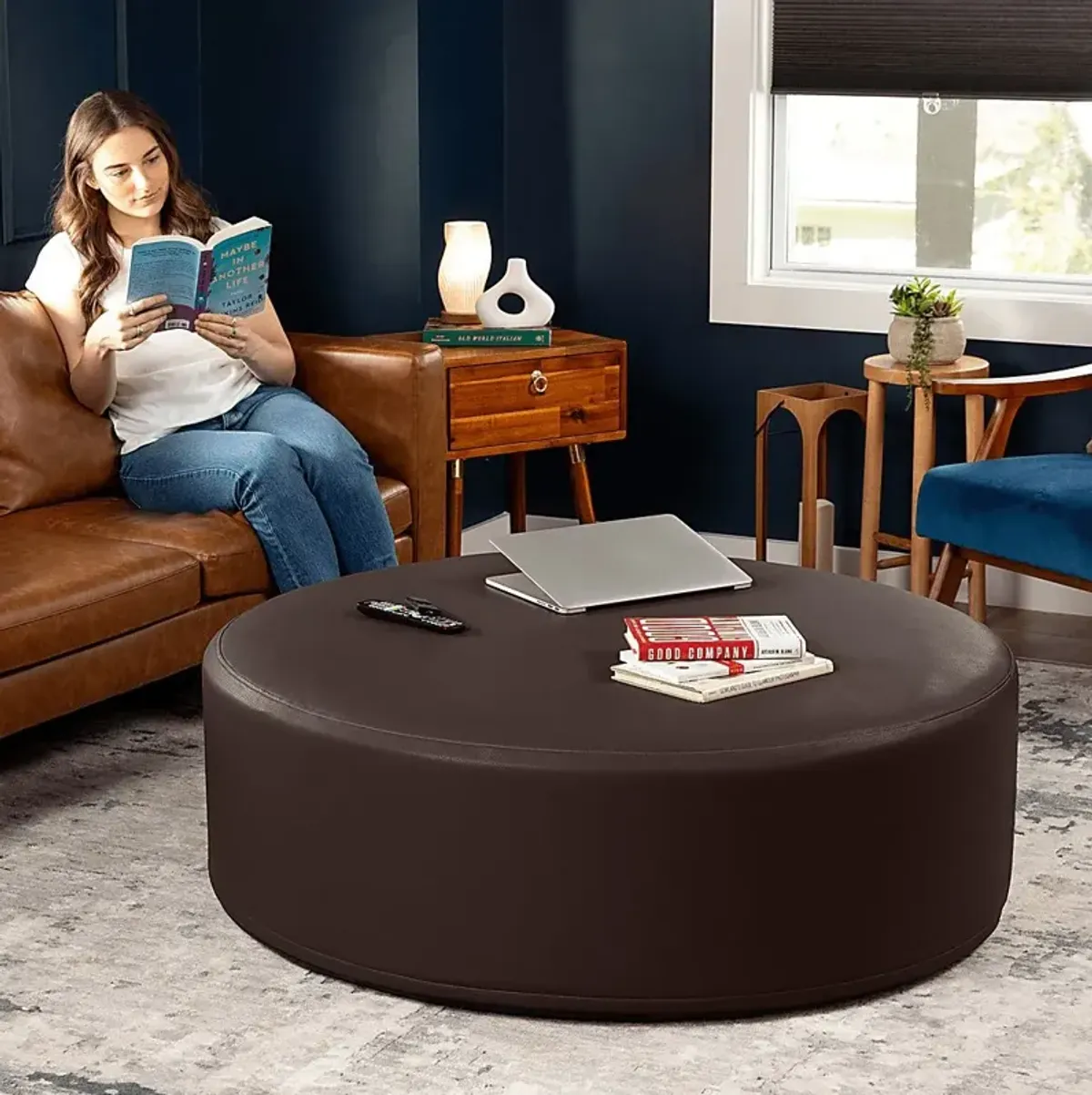 Bevina I Walnut Large Ottoman