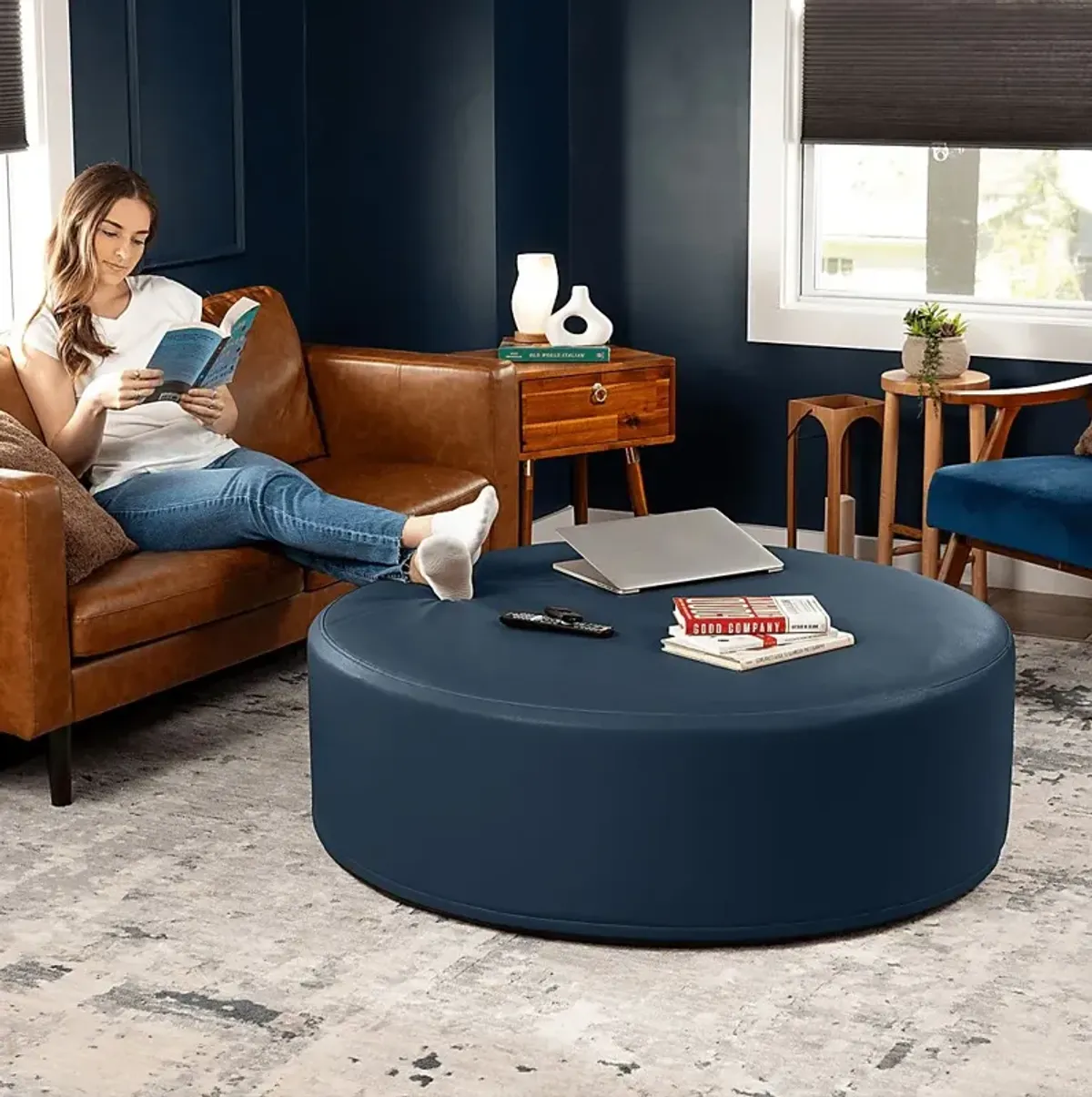 Bevina I Blue Large Ottoman