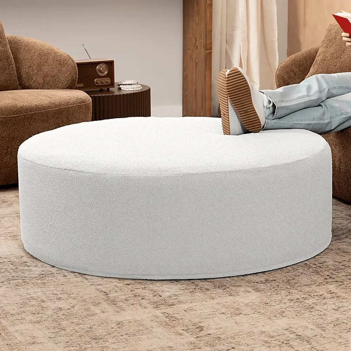 Bevina II White Large Ottoman