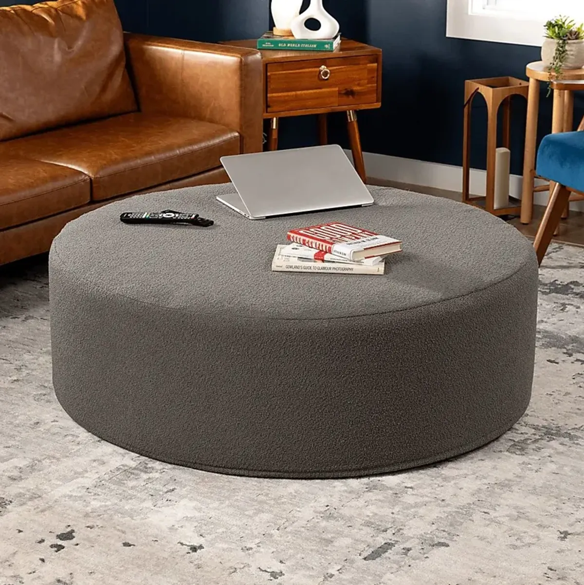 Bevina II Dark Gray Large Ottoman