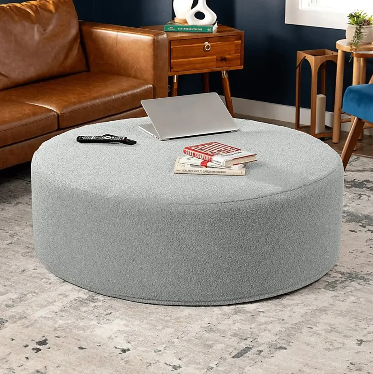 Bevina II Silver Large Ottoman
