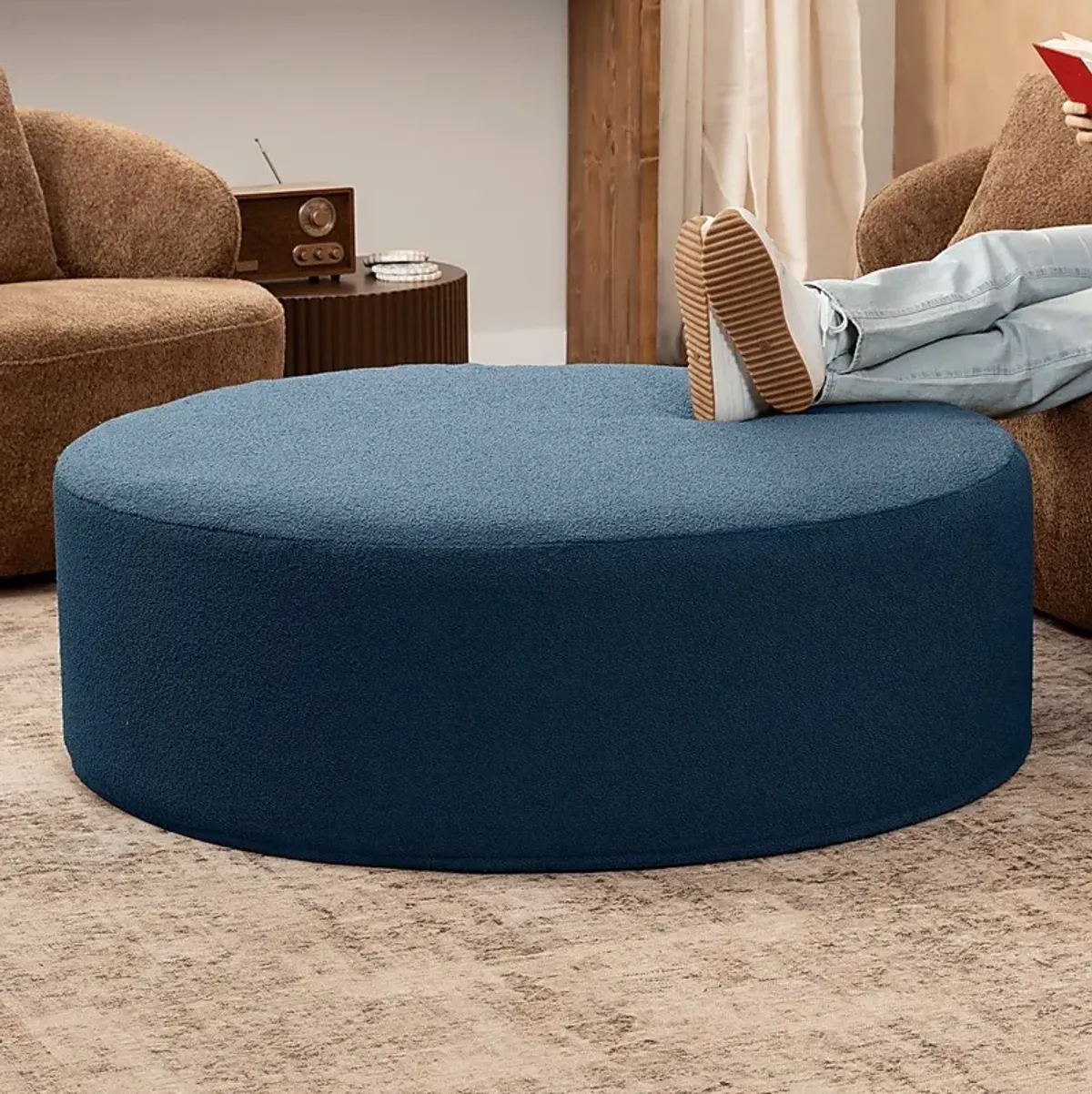 Bevina II Navy Large Ottoman