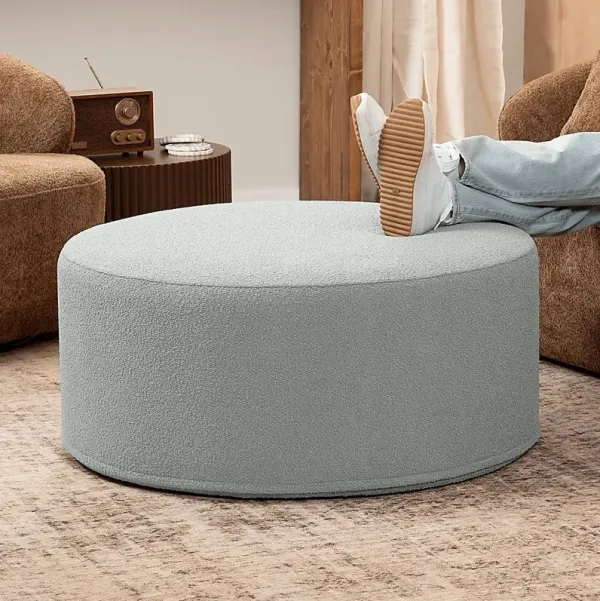 Alessio Light Gray Leather Cocktail Storage Ottoman by Rooms To Go