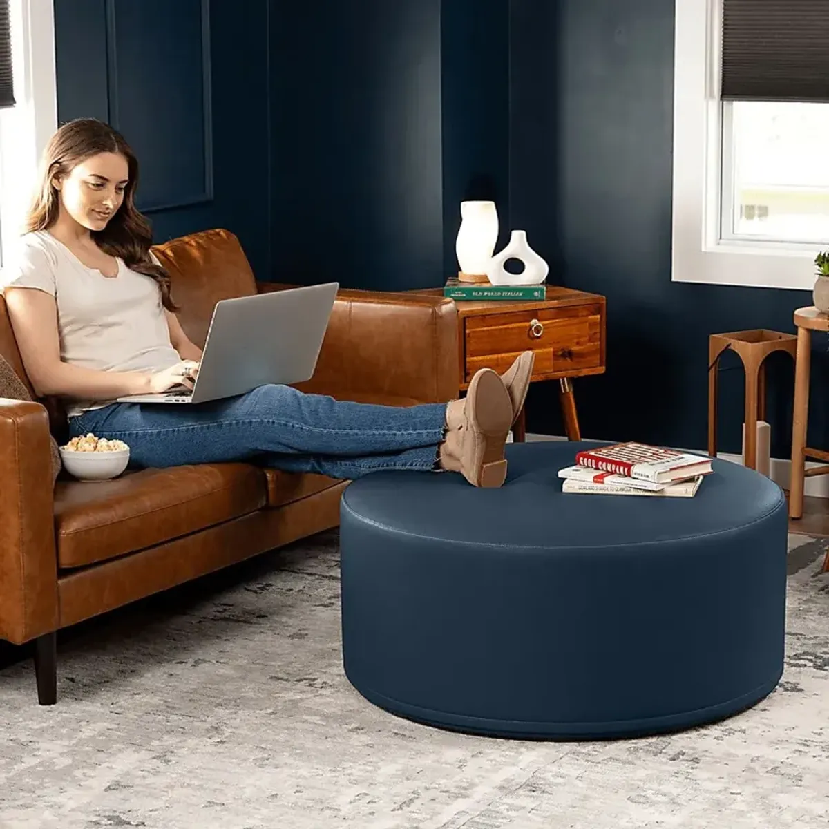 Bevina I Blue Ottoman