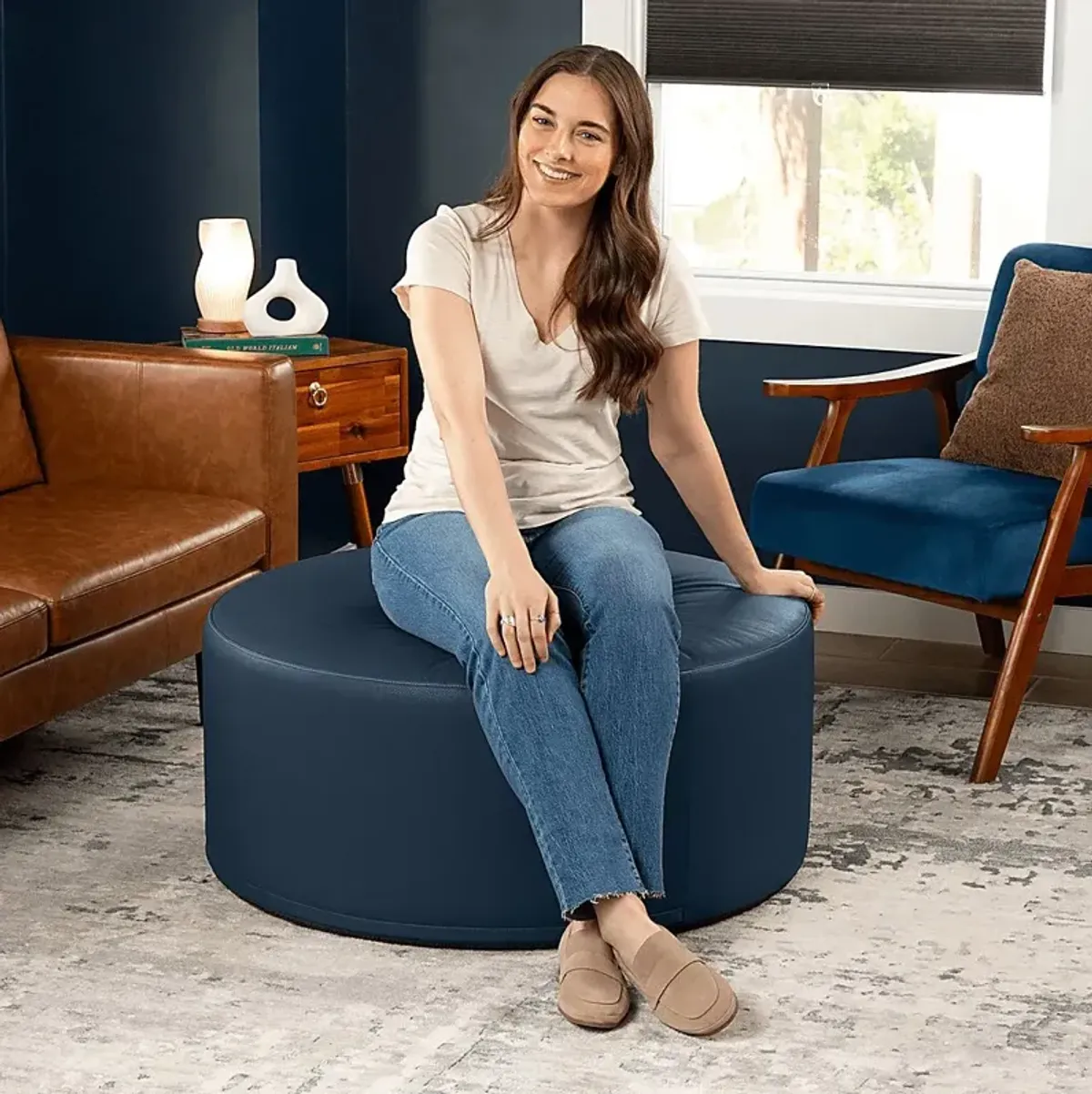 Bevina I Blue Ottoman
