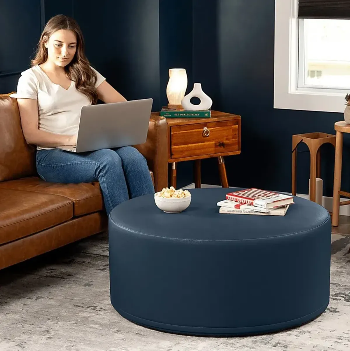Bevina I Blue Ottoman