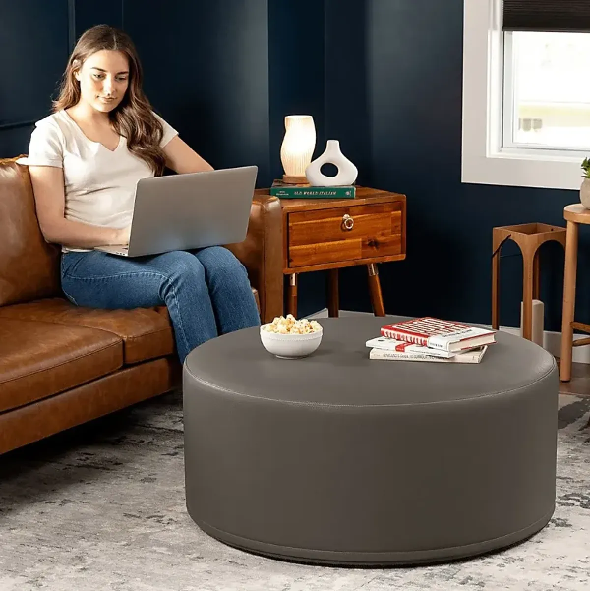 Bevina I Gray Ottoman