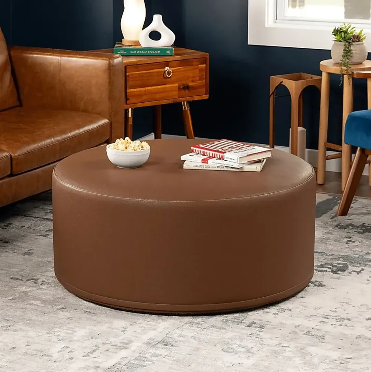 Bevina I Walnut Ottoman