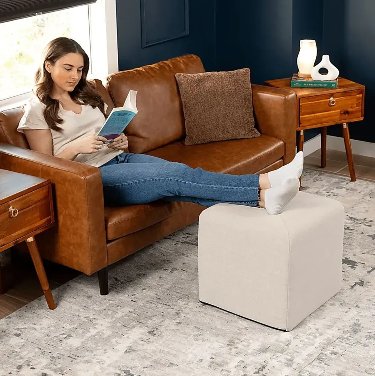 Edunci Light Gray Ottoman