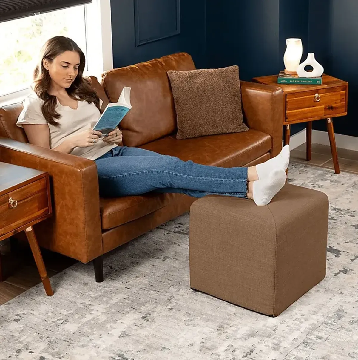 Edunci Brown Ottoman