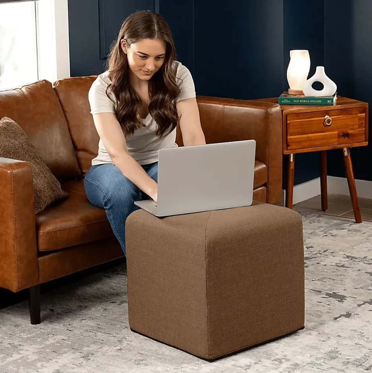 Edunci Brown Ottoman
