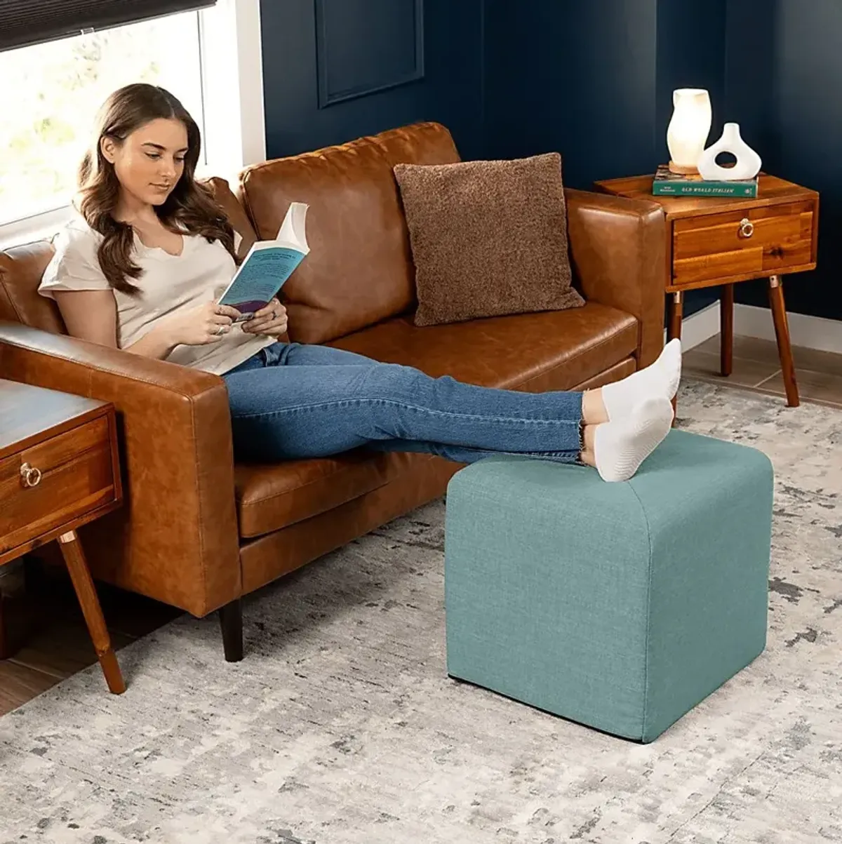Edunci Blue Ottoman