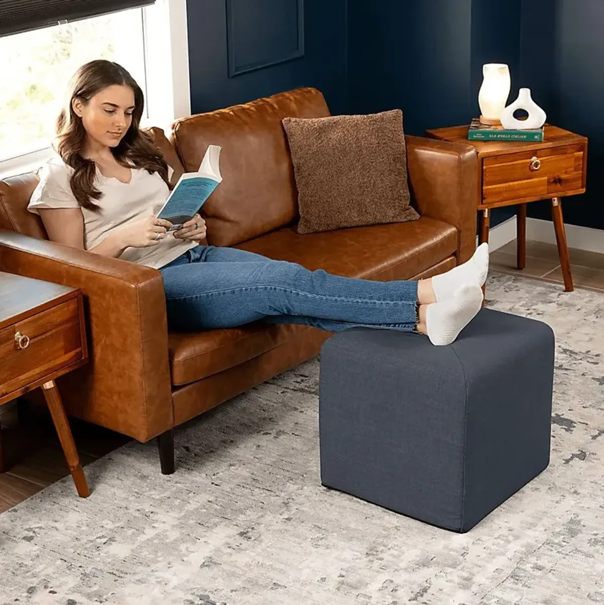 Edunci Blue/Denim Ottoman