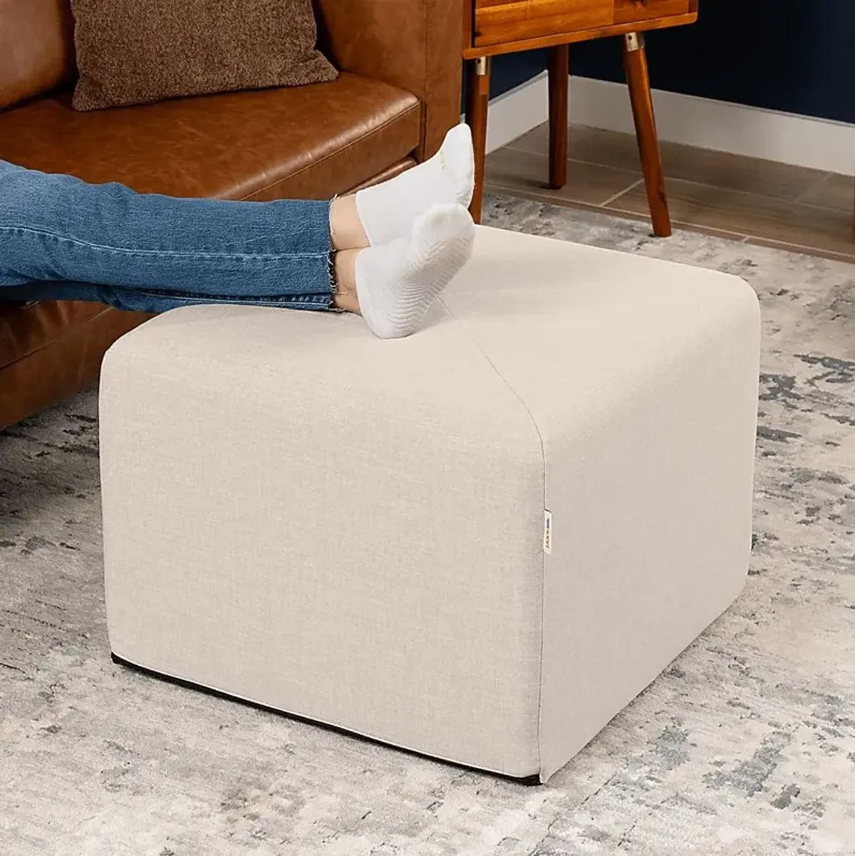 Edunci Light Gray Large Ottoman