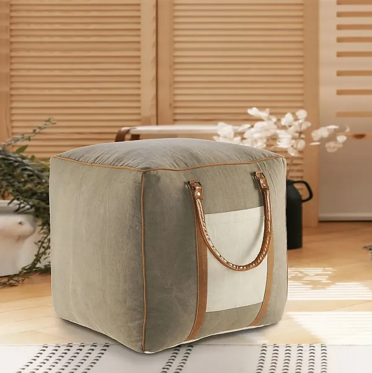 Constella Gray/Brown Pouf