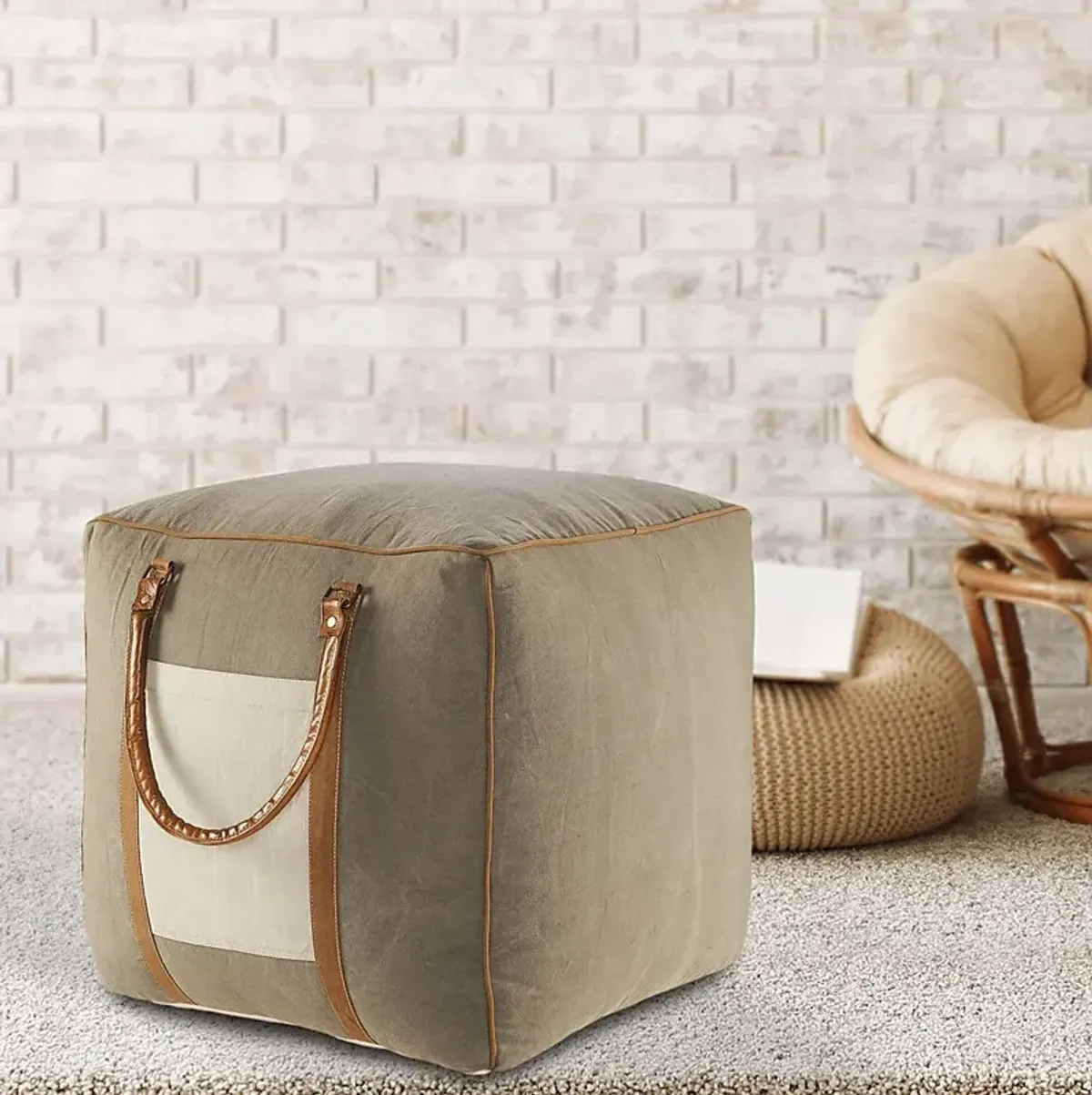 Constella Gray/Brown Pouf